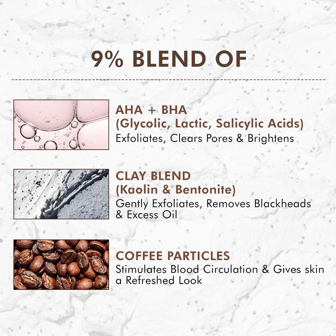 mcaffeine Coffee Charcoal Clay Face Mask, 9% AHA BHA, 3% Charcoal Beads, All Skin Types - back view