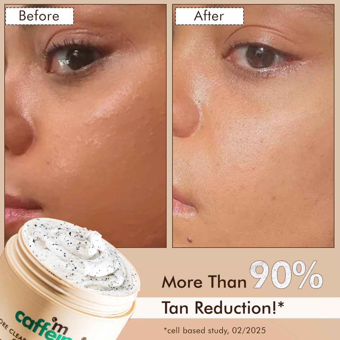 mcaffeine Coffee Charcoal Clay Face Mask, 9% AHA BHA, 3% Charcoal Beads, All Skin Types - close-up detail