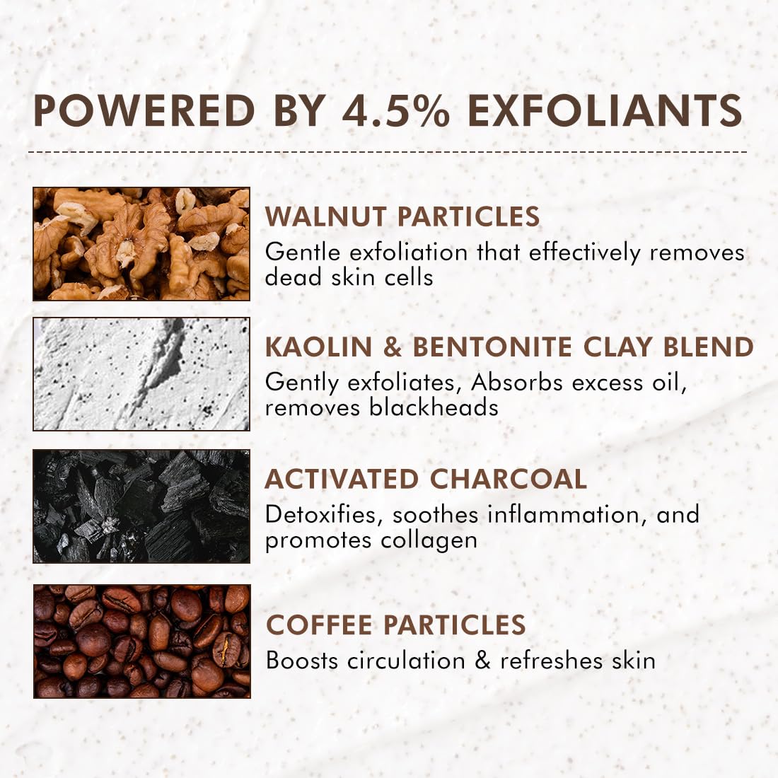mcaffeine Coffee & Cookie Face Scrub with Walnut, Charcoal & Clay, 100g, Unisex, PETA Certified - back view