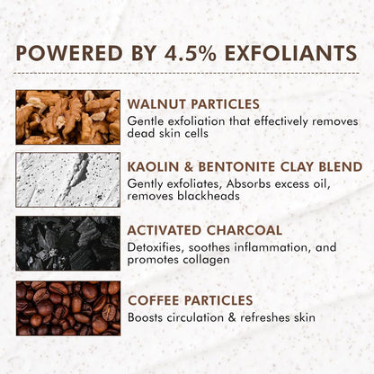 mcaffeine Coffee & Cookie Face Scrub with Walnut, Charcoal & Clay, 100g, Unisex, PETA Certified - back view