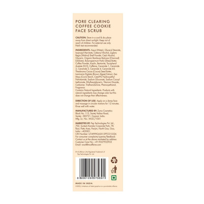 mcaffeine Coffee & Cookie Face Scrub with Walnut, Charcoal & Clay, 100g, Unisex, PETA Certified - size and scale