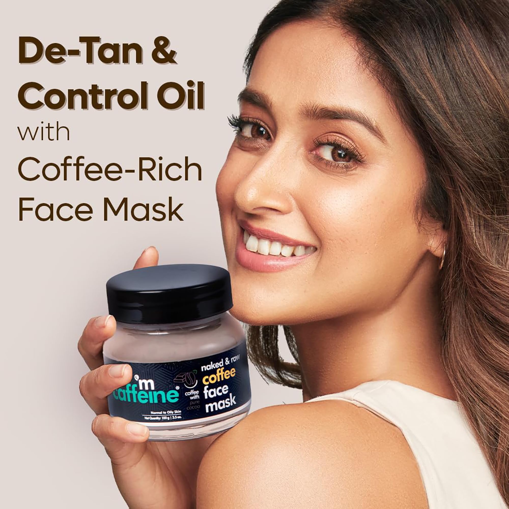 mcaffeine Coffee De Tan Face Pack Mask with Kaolin Clay, Multani Mitti & Bentonite Clay, 100gm, Vegan - front view