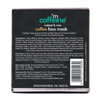 mcaffeine Coffee De Tan Face Pack Mask with Kaolin Clay, Multani Mitti & Bentonite Clay, 100gm, Vegan - packaging