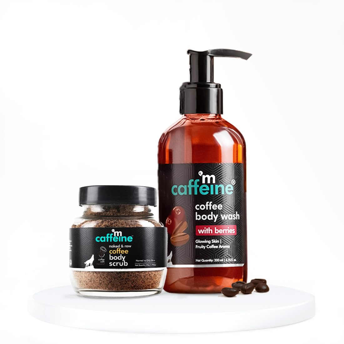 mcaffeine Coffee Exfoliating Bath Kit, 55g Scrub + Body Wash, Vegan, Unisex, 2-Piece