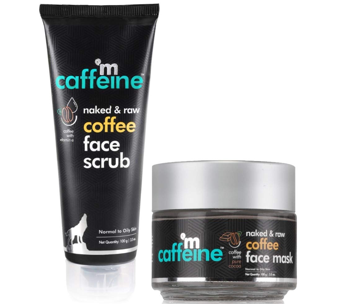 mcaffeine Coffee Face Scrub and Mask Combo Kit, 100g Each, Pack of 2, Unisex, Peta Certified, Vegan