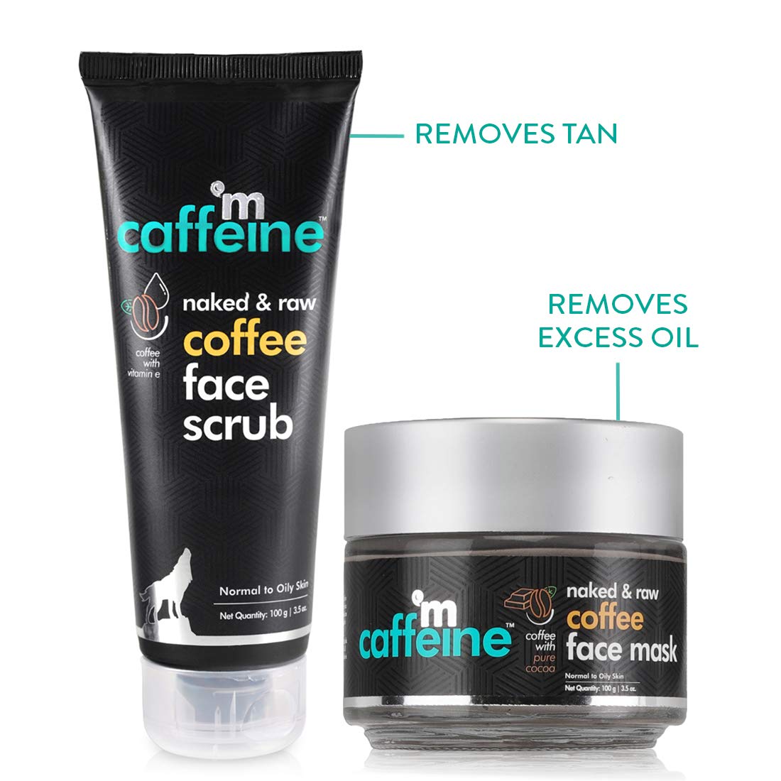 mcaffeine Coffee Face Scrub and Mask Combo Kit, 100g Each, Pack of 2, Unisex, Peta Certified, Vegan - front view