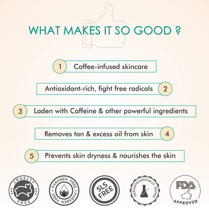 mcaffeine Coffee Face Scrub and Mask Combo Kit, 100g Each, Pack of 2, Unisex, Peta Certified, Vegan - label detail