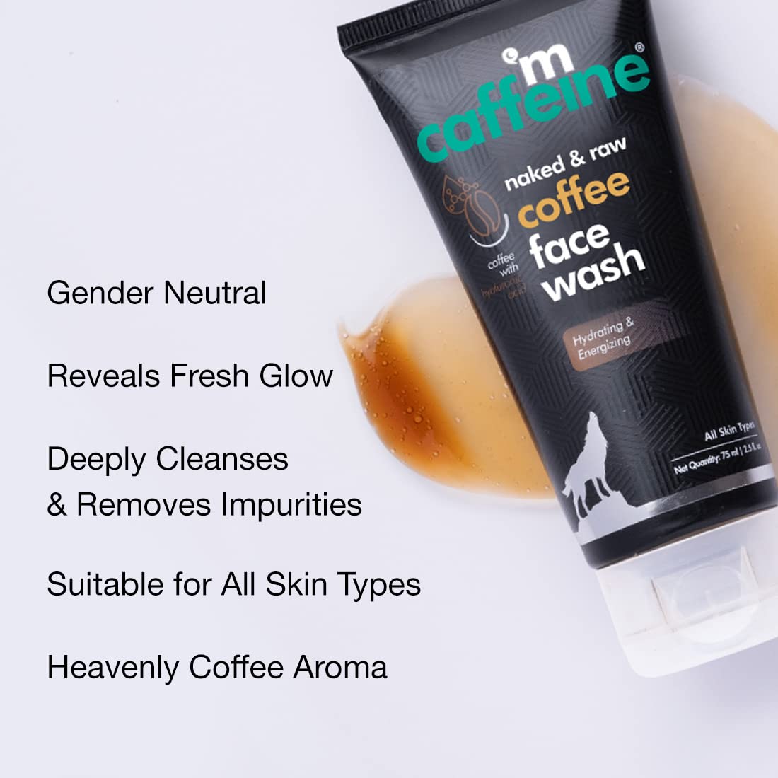 mcaffeine Coffee Face Wash 75ml with Caffeine Hyaluronic Acid Provitamin B5 SLS Free Paraben Free Vegan - label detail (13)