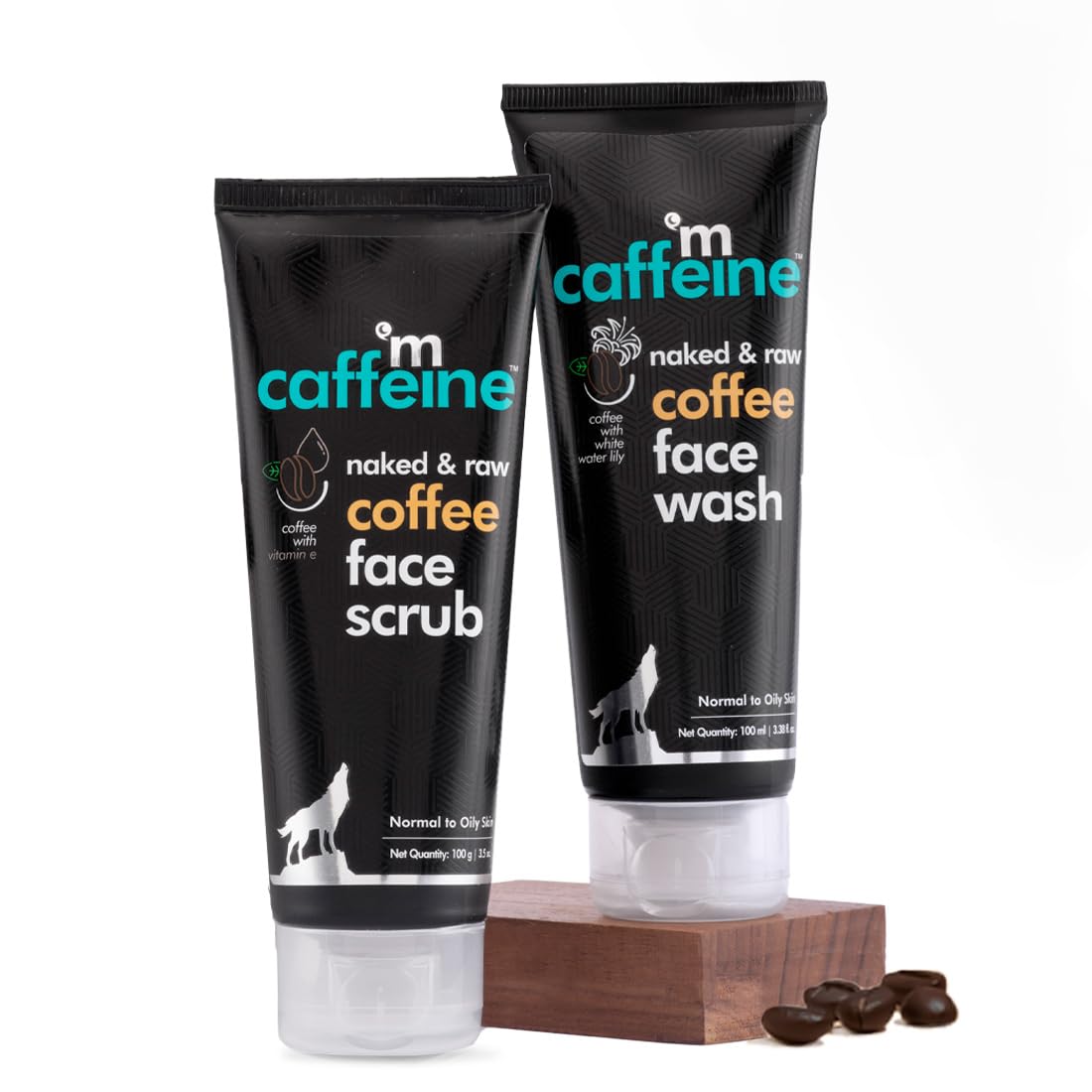 mcaffeine Coffee Face Wash & Scrub Combo, 2x100ml each, SLS-Free, Paraben-Free, Vegan, PETA Certified, Unisex