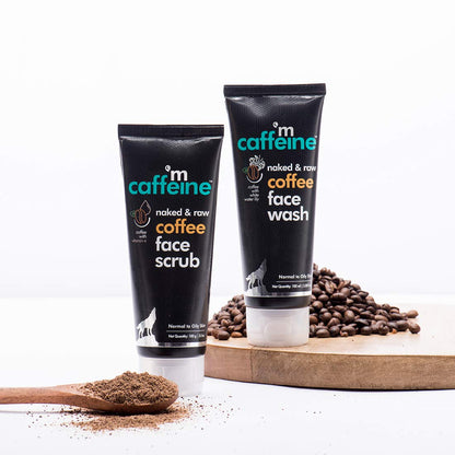 mcaffeine Coffee Face Wash & Scrub Combo, 2x100ml each, SLS-Free, Paraben-Free, Vegan, PETA Certified, Unisex - front view