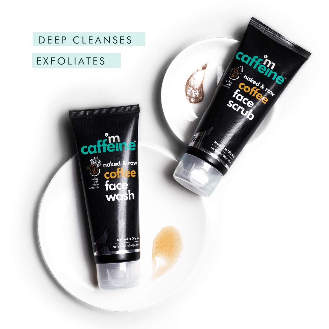 mcaffeine Coffee Face Wash & Scrub Combo, 2x100ml each, SLS-Free, Paraben-Free, Vegan, PETA Certified, Unisex - packaging