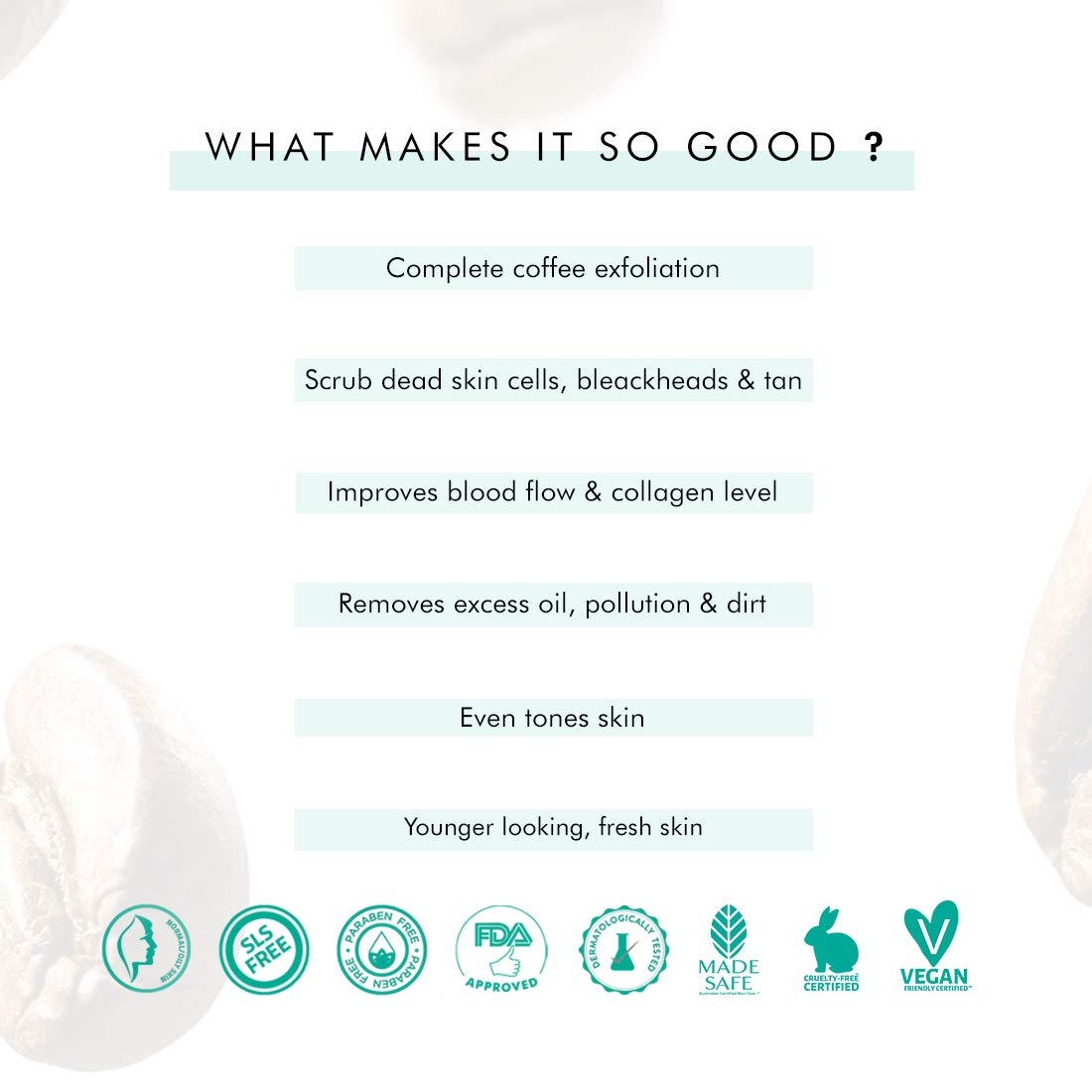 mcaffeine Coffee Face Wash & Scrub Combo, 2x100ml each, SLS-Free, Paraben-Free, Vegan, PETA Certified, Unisex - label detail