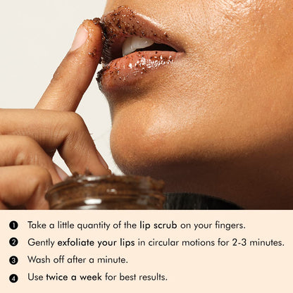 mCaffeine Coffee Lip Scrub, 12gm, 100% Vegan, Unisex, PETA Certified Cruelty-Free - ingredients panel