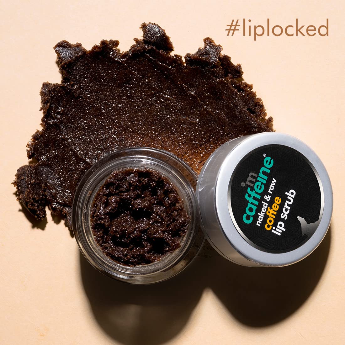 mCaffeine Coffee Lip Scrub, 12gm, 100% Vegan, Unisex, PETA Certified Cruelty-Free - close-up detail
