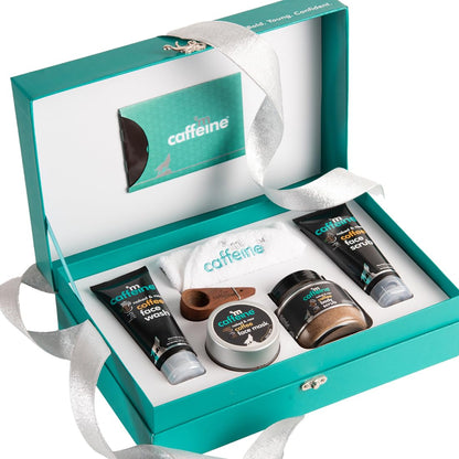 mcaffeine Coffee Skincare Gift Set, Unisex, 5-Piece Kit, Teal Packaging, Made in India