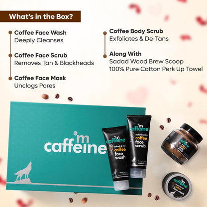 mcaffeine Coffee Skincare Gift Set, Unisex, 5-Piece Kit, Teal Packaging, Made in India - back view
