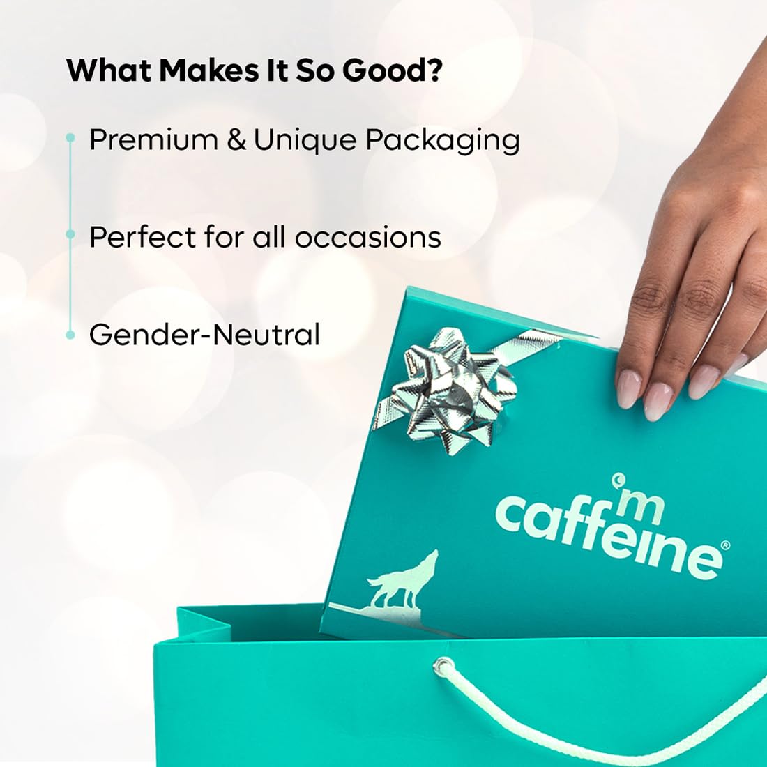 mcaffeine Coffee Skincare Gift Set, Unisex, 5-Piece Kit, Teal Packaging, Made in India - packaging