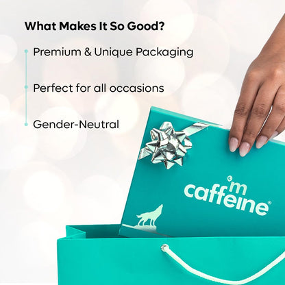 mcaffeine Coffee Skincare Gift Set, Unisex, 5-Piece Kit, Teal Packaging, Made in India - packaging