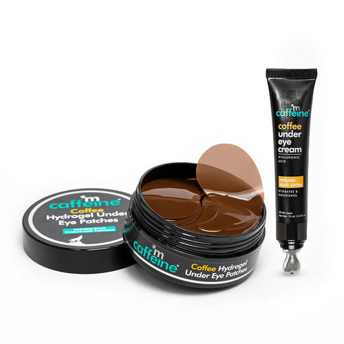 mcaffeine Coffee Under Eye Cream and Hydrogel Patches Combo, Arabica, Vegan, PETA Certified