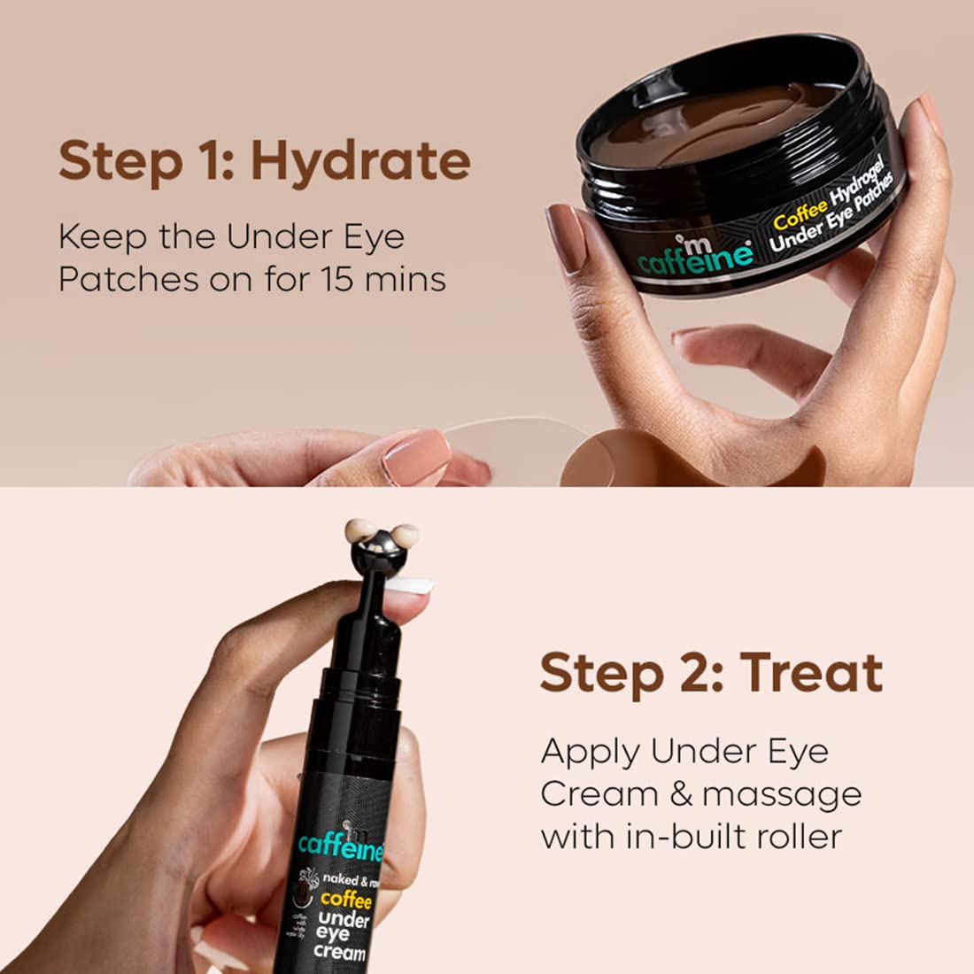 mcaffeine Coffee Under Eye Cream and Hydrogel Patches Combo, Arabica, Vegan, PETA Certified - ingredients panel