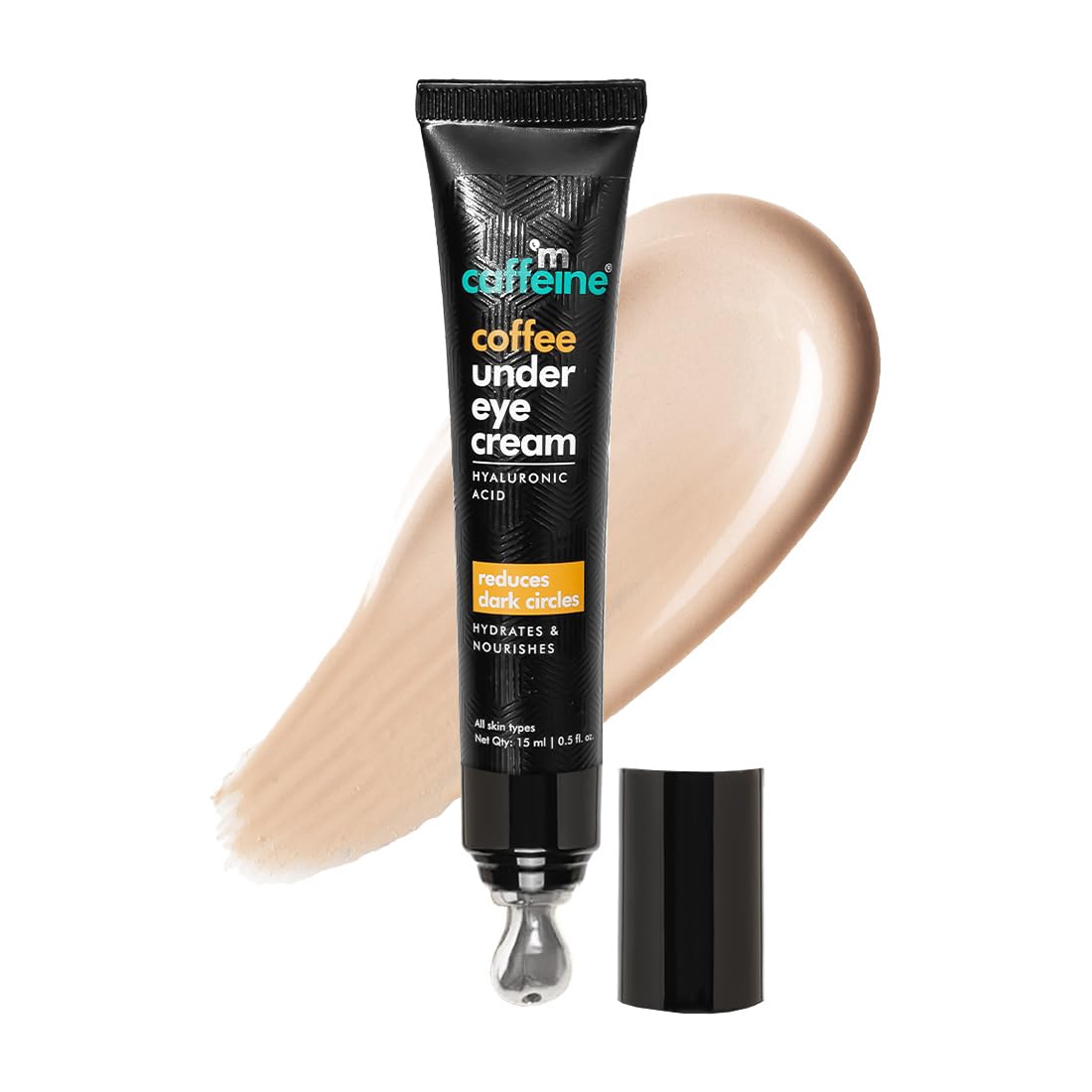 mcaffeine Coffee Under Eye Cream Gel, 15g, Unisex, with Built-In Metal Applicator, Vegan, PETA Certified, Cruelty-Free