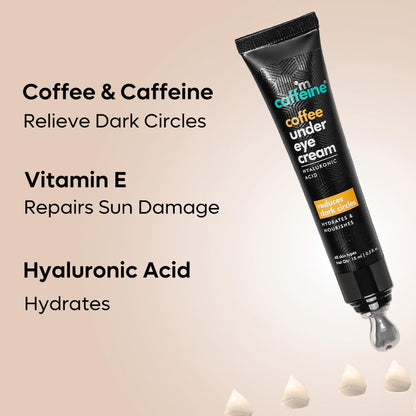 mcaffeine Coffee Under Eye Cream Gel, 15g, Unisex, with Built-In Metal Applicator, Vegan, PETA Certified, Cruelty-Free - labe