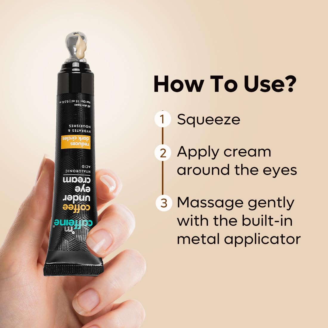 mcaffeine Coffee Under Eye Cream Gel, 15g, Unisex, with Built-In Metal Applicator, Vegan, PETA Certified, Cruelty-Free - ingr