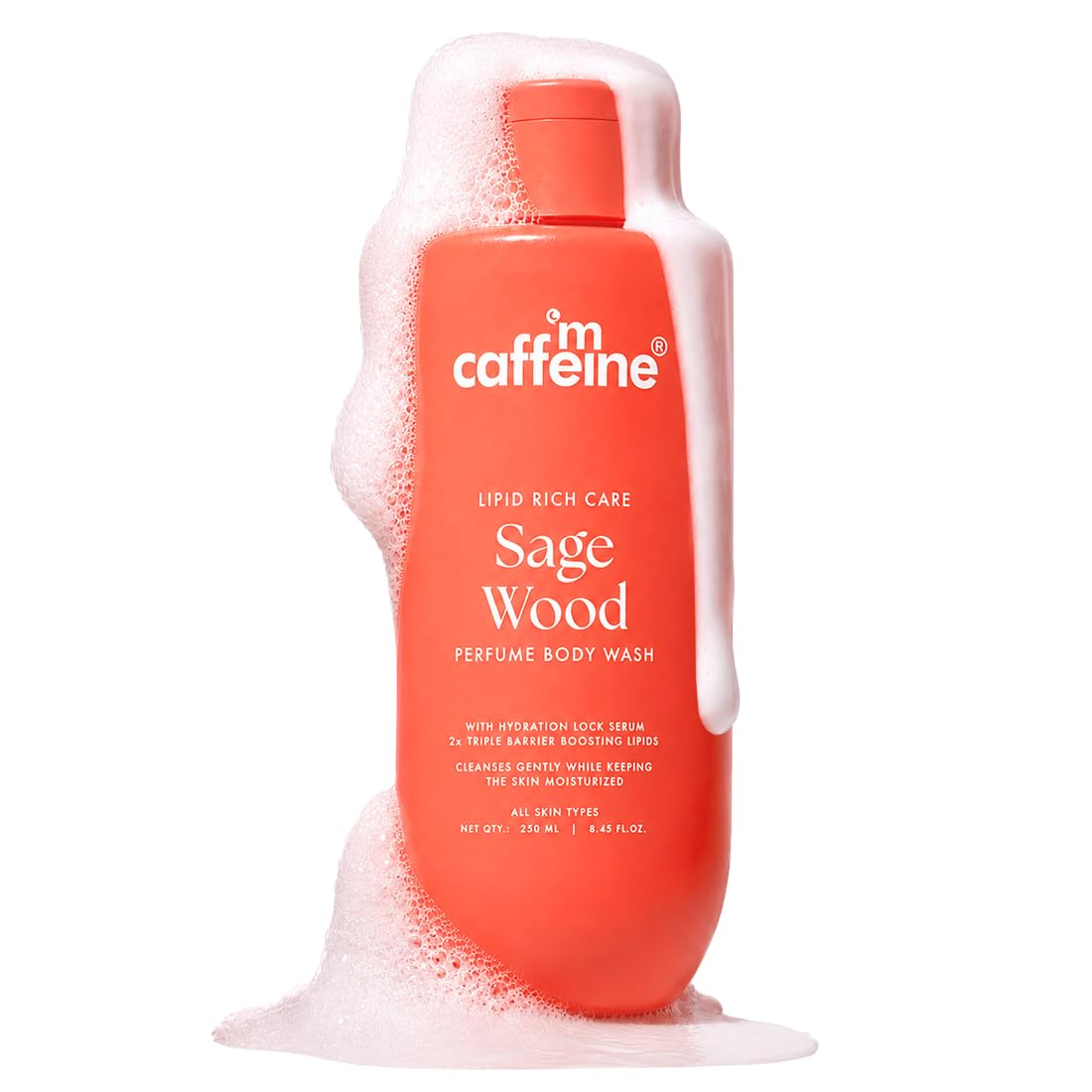 mCaffeine Deep Nourishing Milky Body Wash, 250ml, Sage Wood-Citrus Musky Fragrance, Clinically Tested