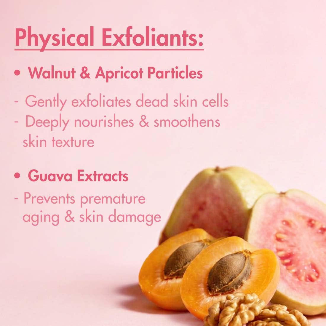 mCaffeine Dual Action Guava De-Tan Body Scrub with 5% Natural & Chemical Exfoliants | Glycolic, Lactic & Salicylic Acid | Red