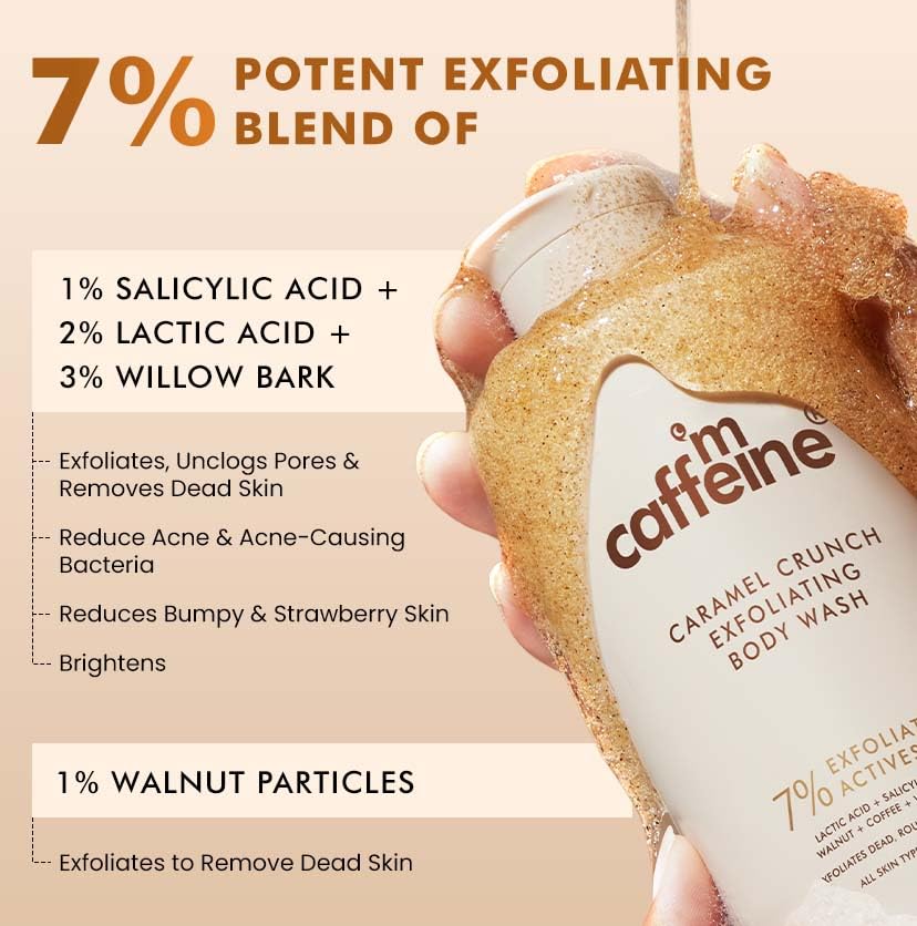 mcaffeine Exfoliating Body Wash & Summer Fresh Lotion Duo, 300ml Each, Caramel & Summer Breeze Scent, Adult Bath Kit - back v