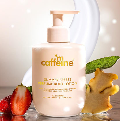 mcaffeine Exfoliating Body Wash & Summer Fresh Lotion Duo, 300ml Each, Caramel & Summer Breeze Scent, Adult Bath Kit - label