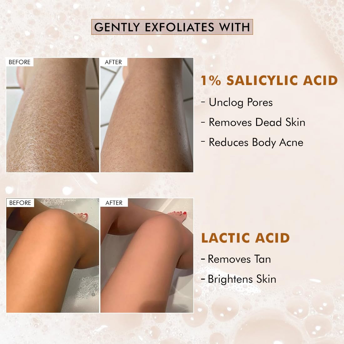mcaffeine Exfoliating Soap with 1% Salicylic & Lactic Acid, 3x100g Pack, Caramel Butterscotch Fragrance, Unisex - back view