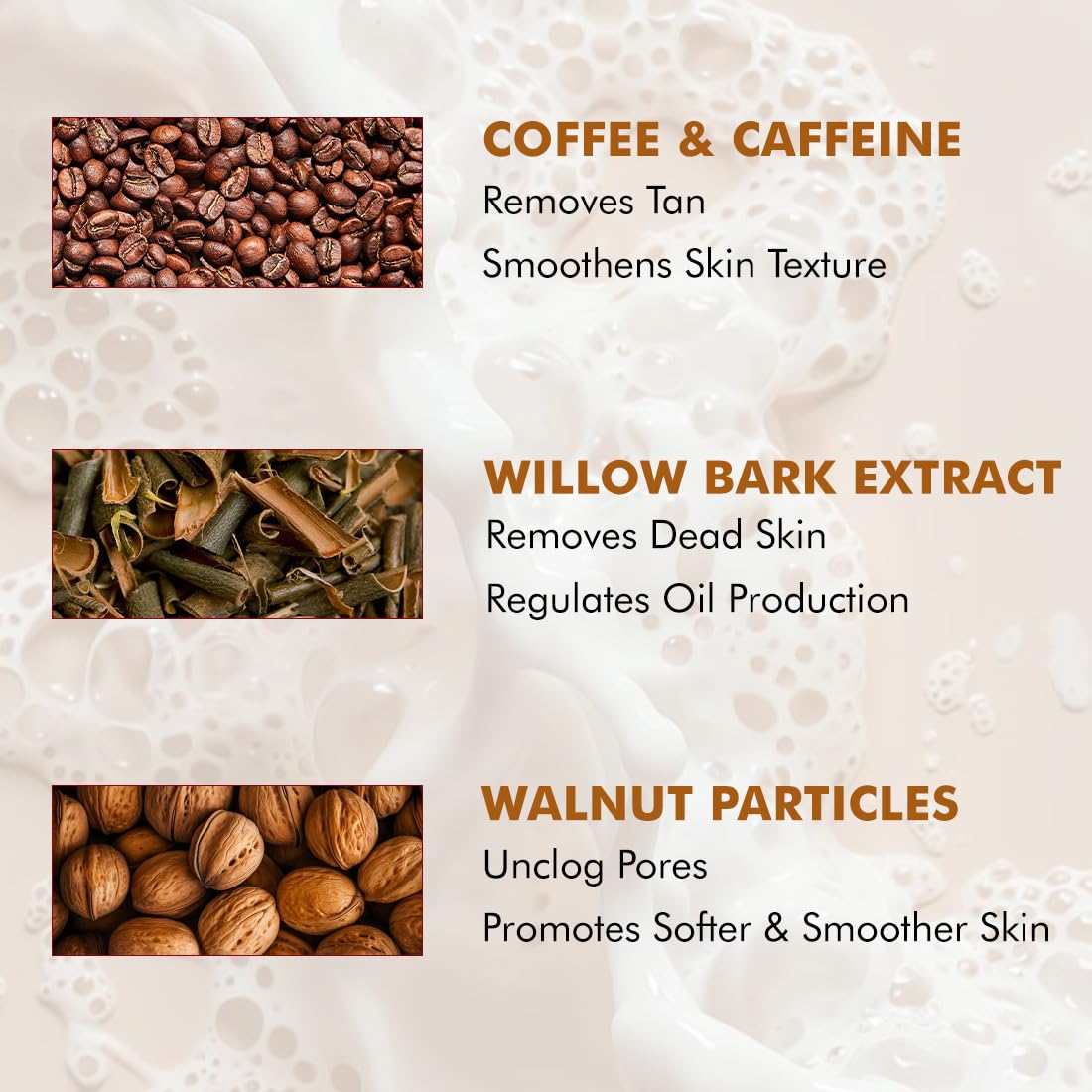 mcaffeine Exfoliating Soap with 1% Salicylic & Lactic Acid, 3x100g Pack, Caramel Butterscotch Fragrance, Unisex - packaging