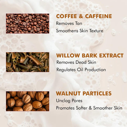 mcaffeine Exfoliating Soap with 1% Salicylic & Lactic Acid, 3x100g Pack, Caramel Butterscotch Fragrance, Unisex - packaging