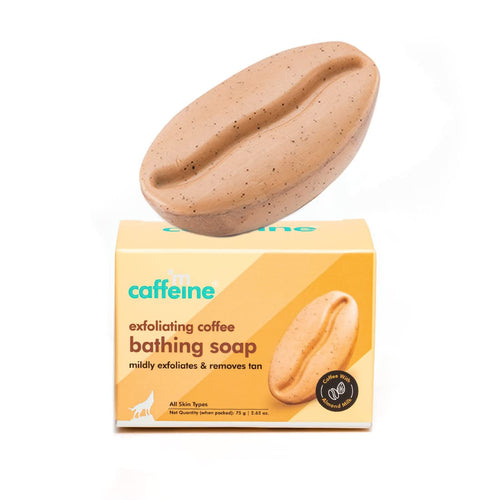 mCaffeine Exfoliating Tan Removal Soap with Coffee,Almond Milk & Caramel|De Tan Bathing Soap for Polishing & Moisturizing the