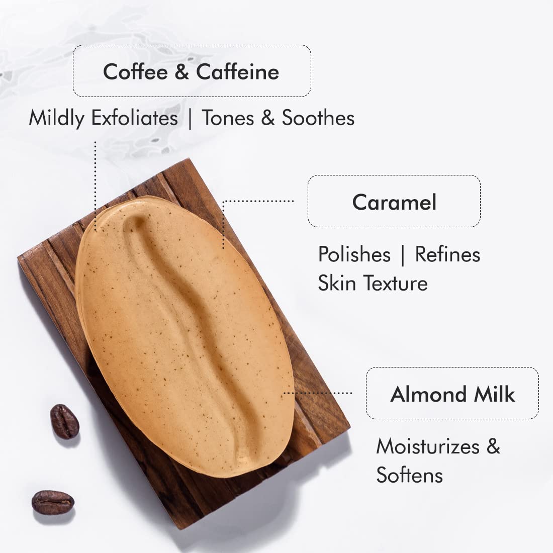 mCaffeine Exfoliating Tan Removal Soap with Coffee,Almond Milk & Caramel|De Tan Bathing Soap for Polishing & Moisturizing the