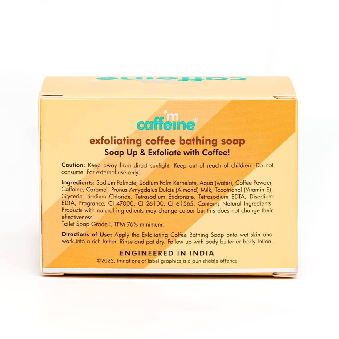 mCaffeine Exfoliating Tan Removal Soap with Coffee,Almond Milk & Caramel|De Tan Bathing Soap for Polishing & Moisturizing the