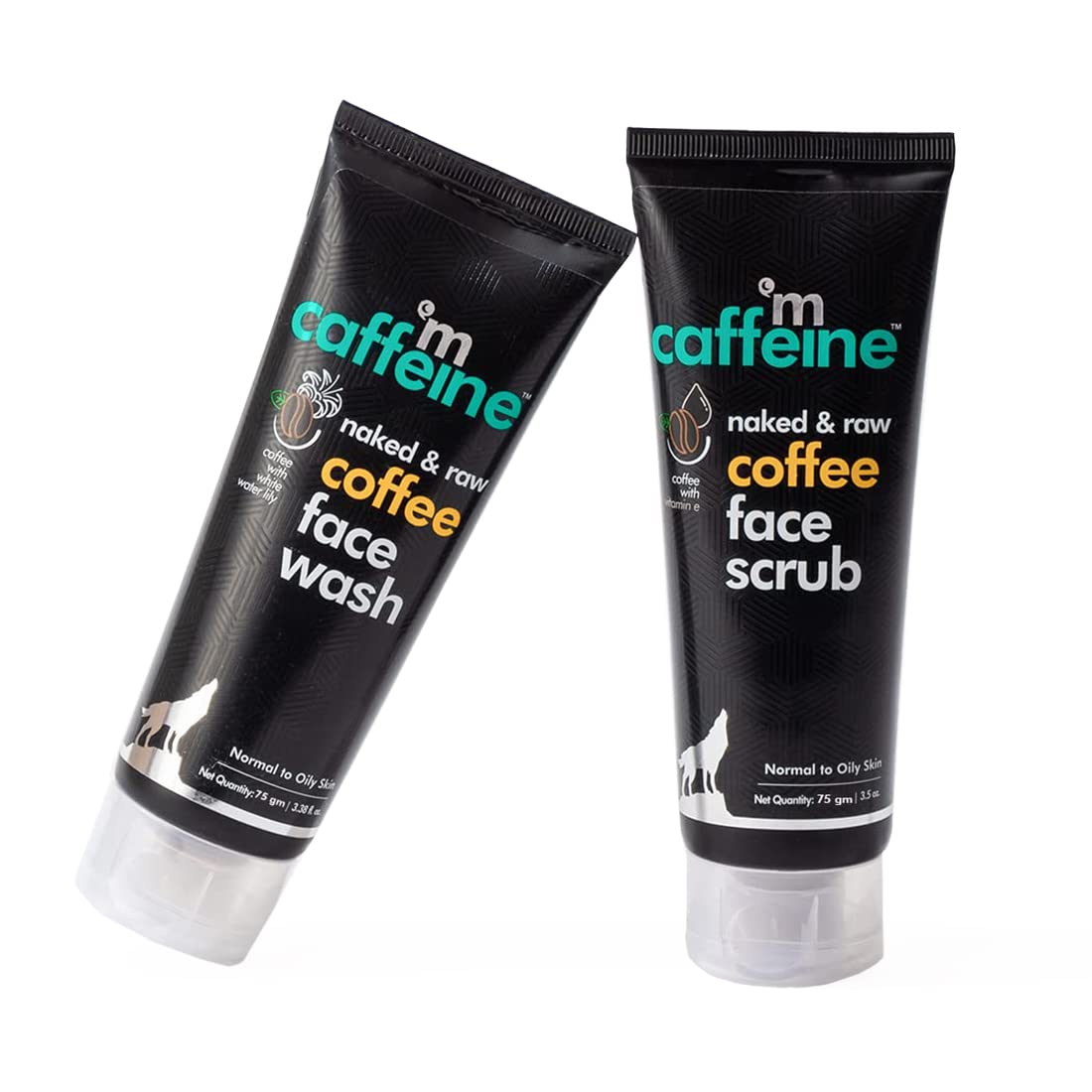 mCaffeine Face Wash Combo with Scrub, 75ml Each, Pack of 2, Pure Arabica Coffee, SLS Free, Paraben Free, 100% Vegan, PETA Cer