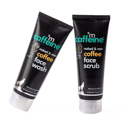 mCaffeine Face Wash Combo with Scrub, 75ml Each, Pack of 2, Pure Arabica Coffee, SLS Free, Paraben Free, 100% Vegan, PETA Cer