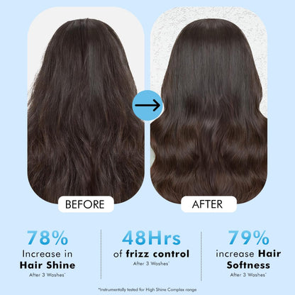 mCaffeine Glossy Hair Conditioner with 10% Shine Complex, 200ml, Glycolic Acid & Hydrolyzed Keratin, Unisex - back view