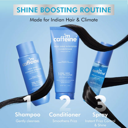 mCaffeine Glossy Hair Conditioner with 10% Shine Complex, 200ml, Glycolic Acid & Hydrolyzed Keratin, Unisex - in use