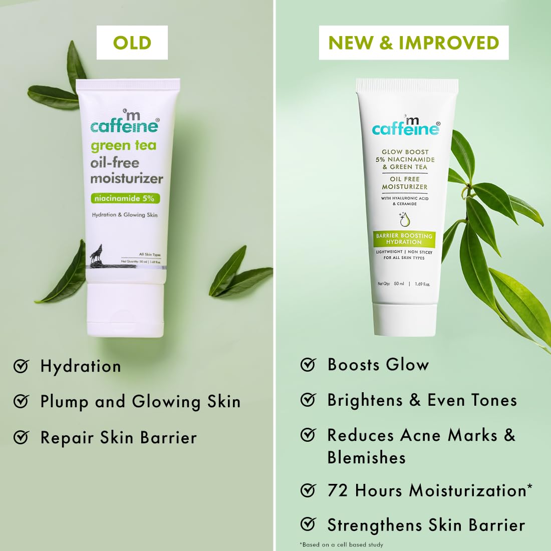 mcaffeine Glow Boost 5% Niacinamide Green Tea Moisturizer, 50ml, Oil-Free - front view