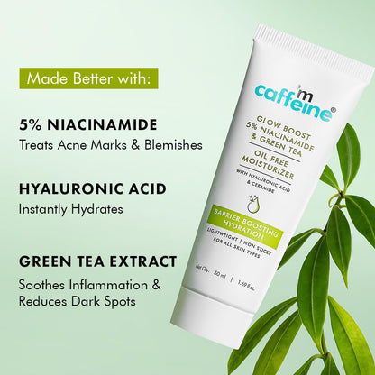 mcaffeine Glow Boost 5% Niacinamide Green Tea Moisturizer, 50ml, Oil-Free - packaging