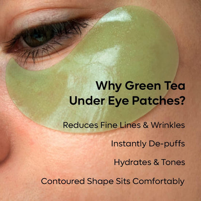 mcaffeine Green Tea Hydrogel Under Eye Patches, 1% Caffeine, Multi-Peptides, Vitamin E, 15 Pairs - front view