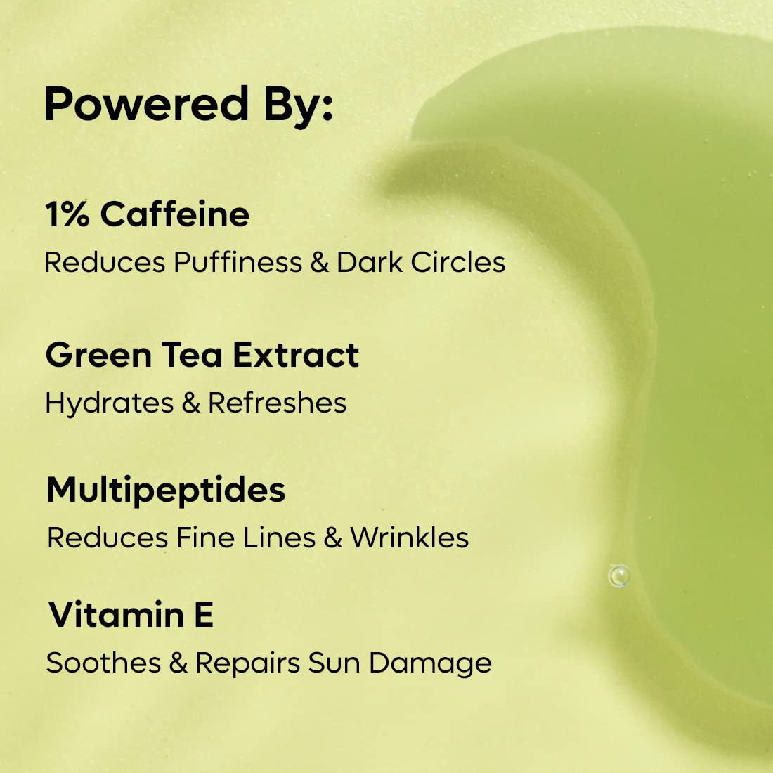 mcaffeine Green Tea Hydrogel Under Eye Patches, 30 Pairs, 90ml, Unisex - ingredients panel