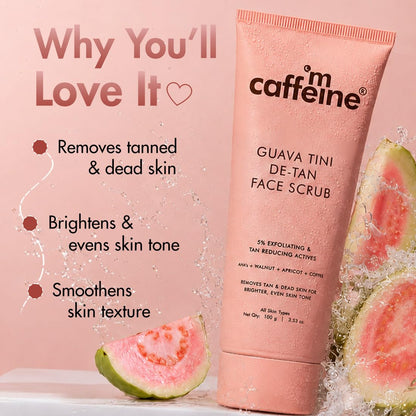 mcaffeine Guava Tini Face Scrub, 100g, Unisex, Physical & Chemical Exfoliants, PETA Certified - back view