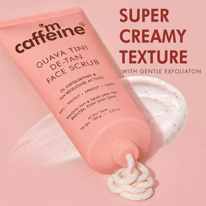 mcaffeine Guava Tini Face Scrub, 100g, Unisex, Physical & Chemical Exfoliants, PETA Certified - ingredients panel