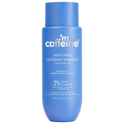 mcaffeine High Shine Glossy Hair Shampoo, 250ml, 3% Shine Complex with Glycolic Acid & Hyaluronic Acid, Unisex