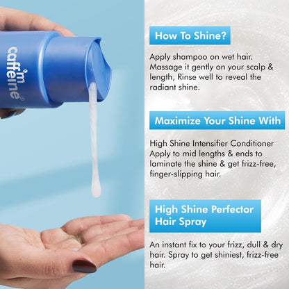 mcaffeine High Shine Glossy Hair Shampoo, 250ml, 3% Shine Complex with Glycolic Acid & Hyaluronic Acid, Unisex - close-up det