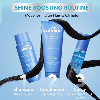 mcaffeine High Shine Glossy Hair Shampoo, 250ml, 3% Shine Complex with Glycolic Acid & Hyaluronic Acid, Unisex - in use